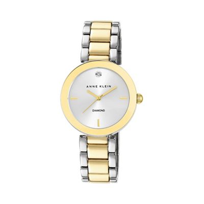 Womens quartz watch with a gold dial analogue display ak/n1363svtt